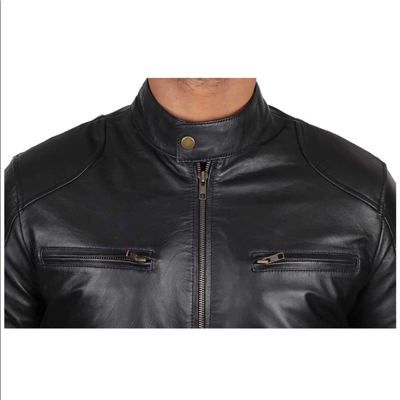 🎾 Decrum real lamb leather black moto jacket NWT - Picture 5 of 7